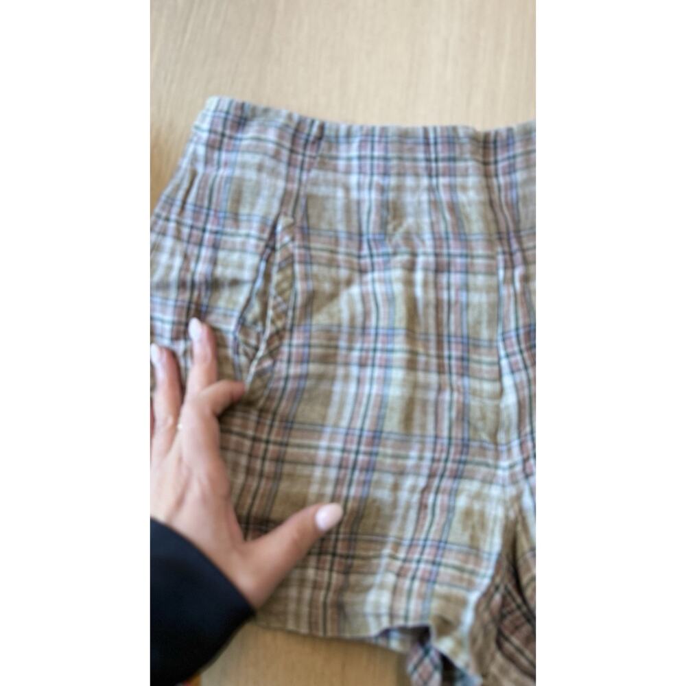 Veronica Beard Jazmin Short Size 4 Plaid Sage Multi Linen Flat Front $378 - Picture 10 of 12